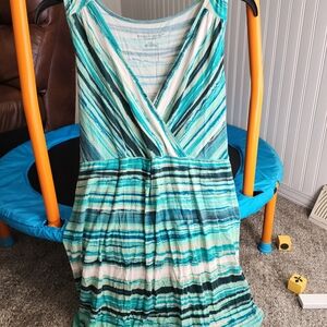 Liz Lange Maternity Blue and Green Striped Top